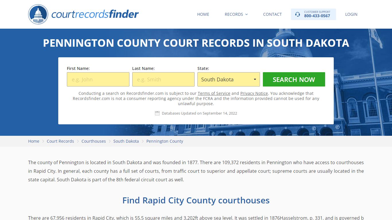 Pennington County Court Records in South Dakota - RecordsFinder